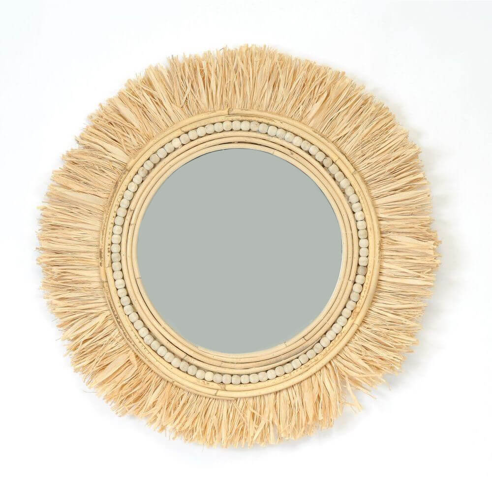 Miroir Tiki en rotin