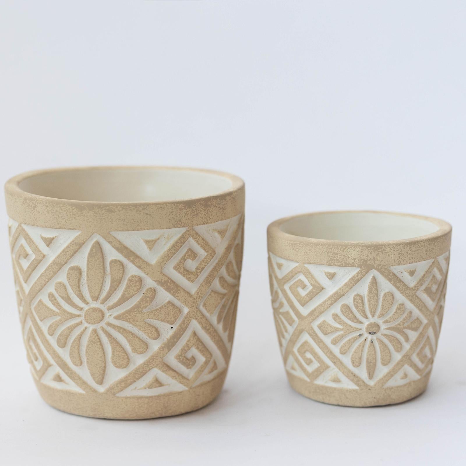 Cache-pot motif géométrique floral (CNP-367)
