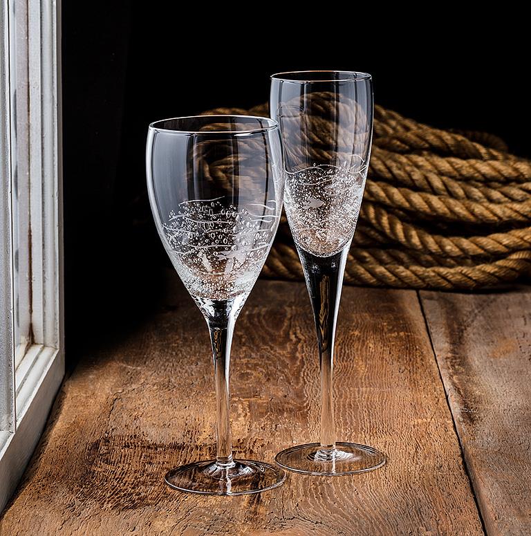 AEGEAN engraved wine glass