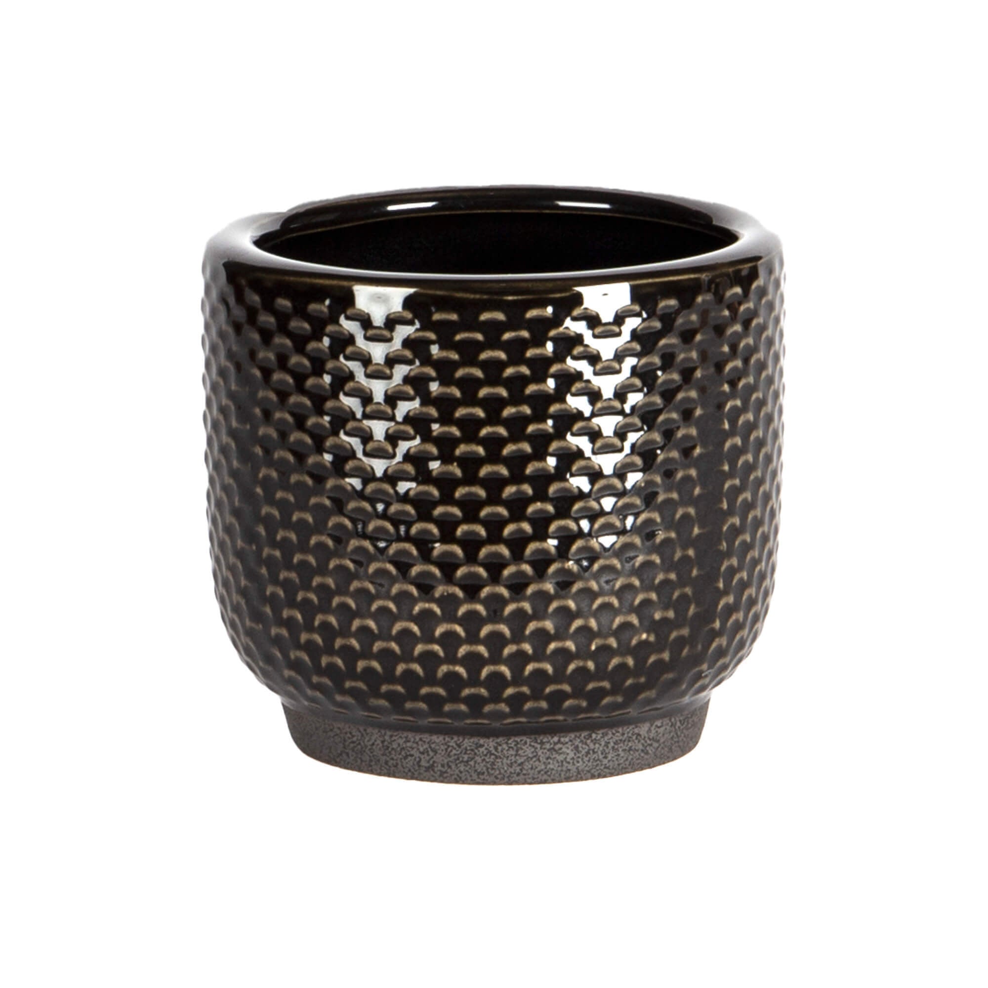 Cache-pot noir en céramique à relief