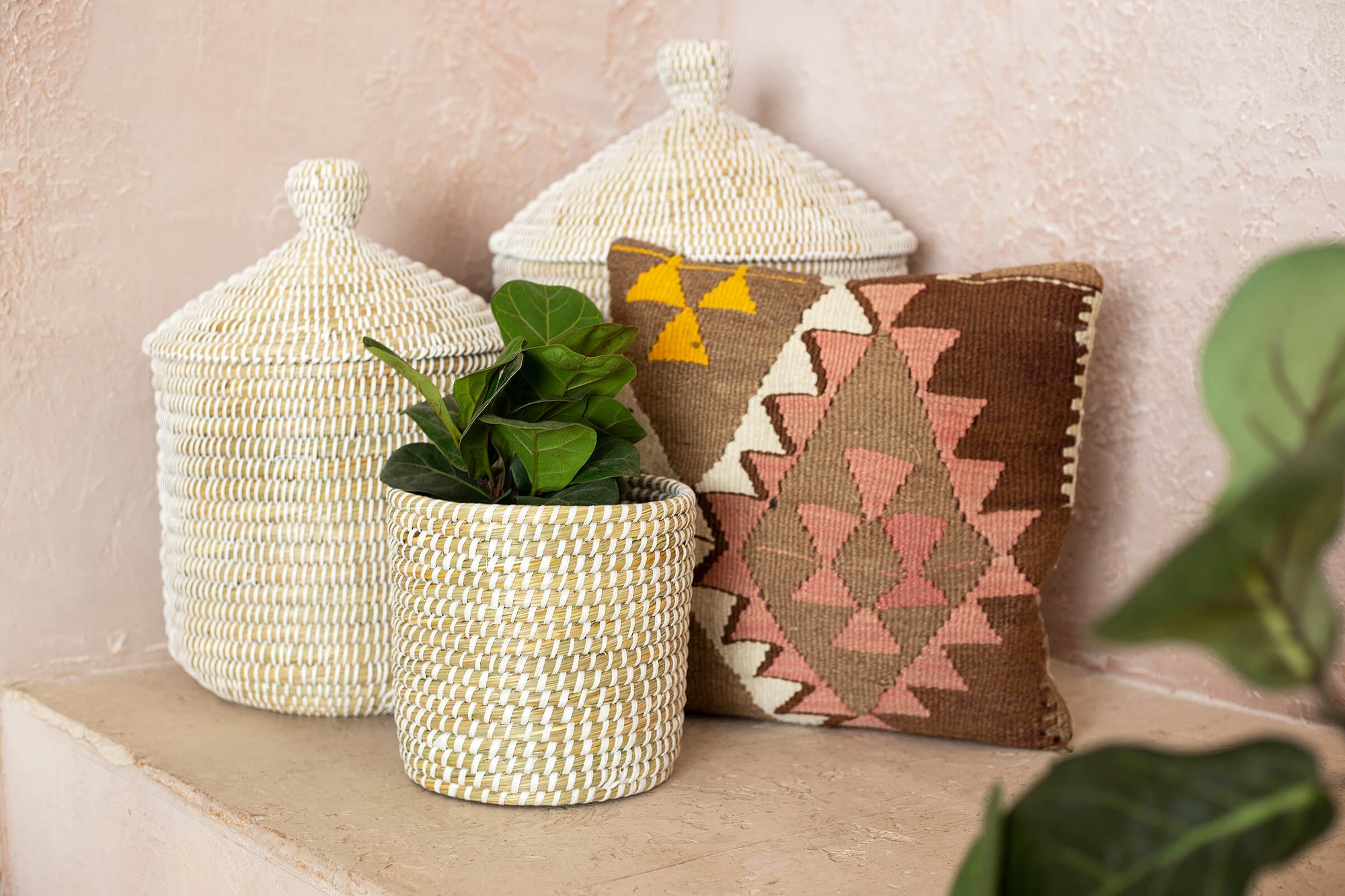 Panier tressé avec doublure