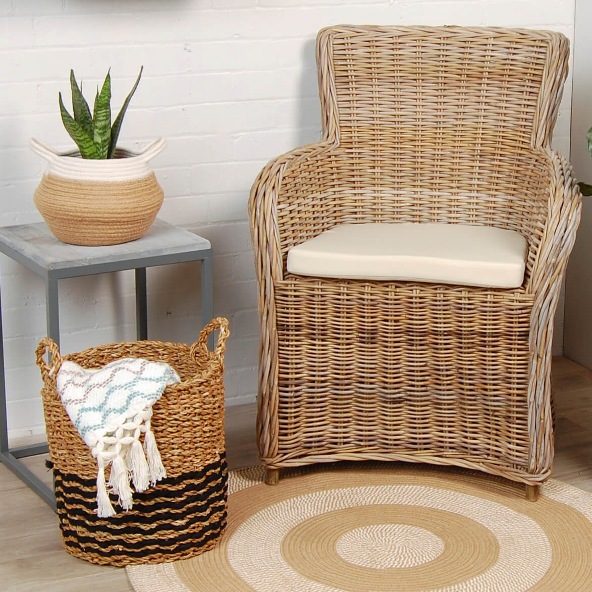 Panier en Coton/Jute naturel