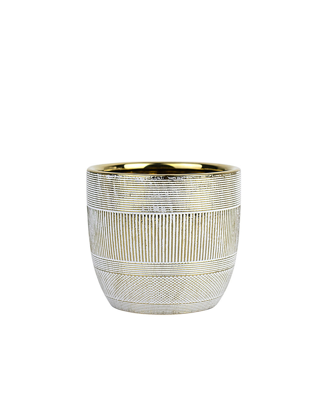 cache-pot or et blanc