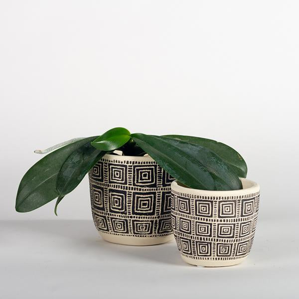 Square patterned plant pot