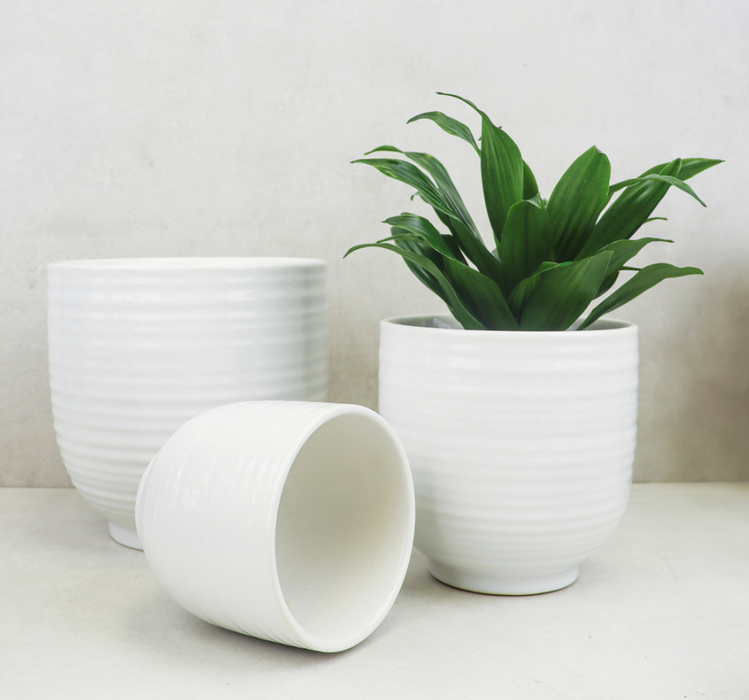 cache-pot ceramique blanc