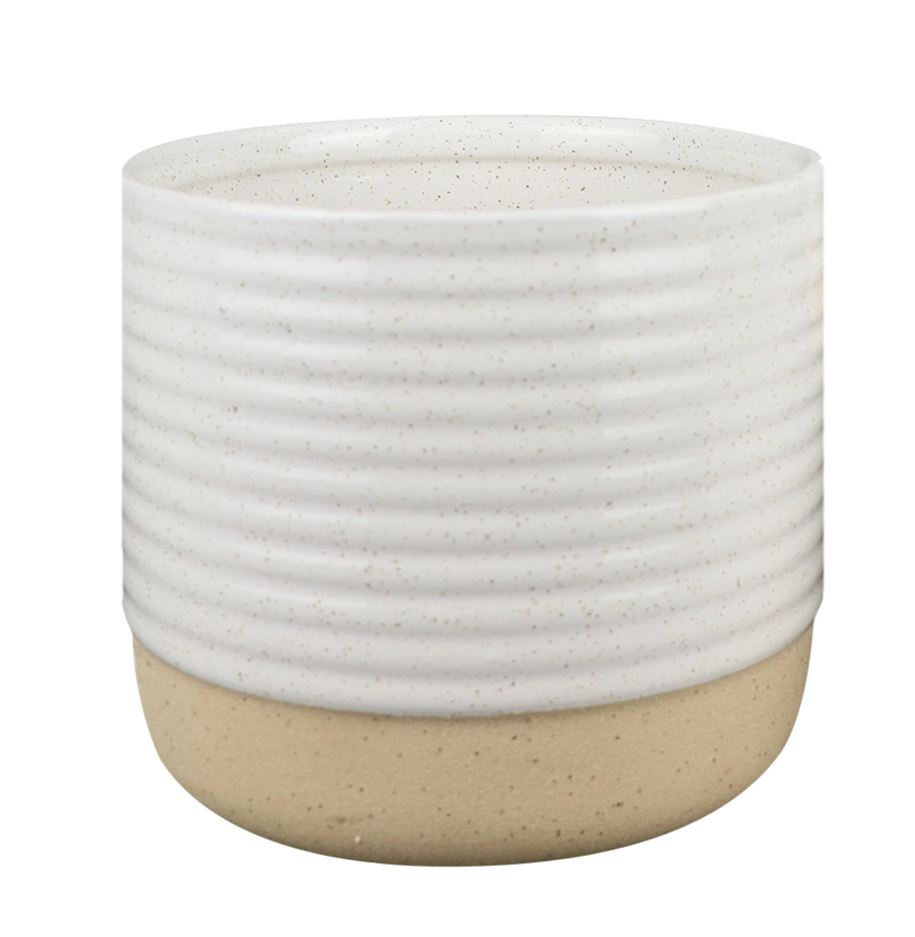 cache-pot blanc et creme