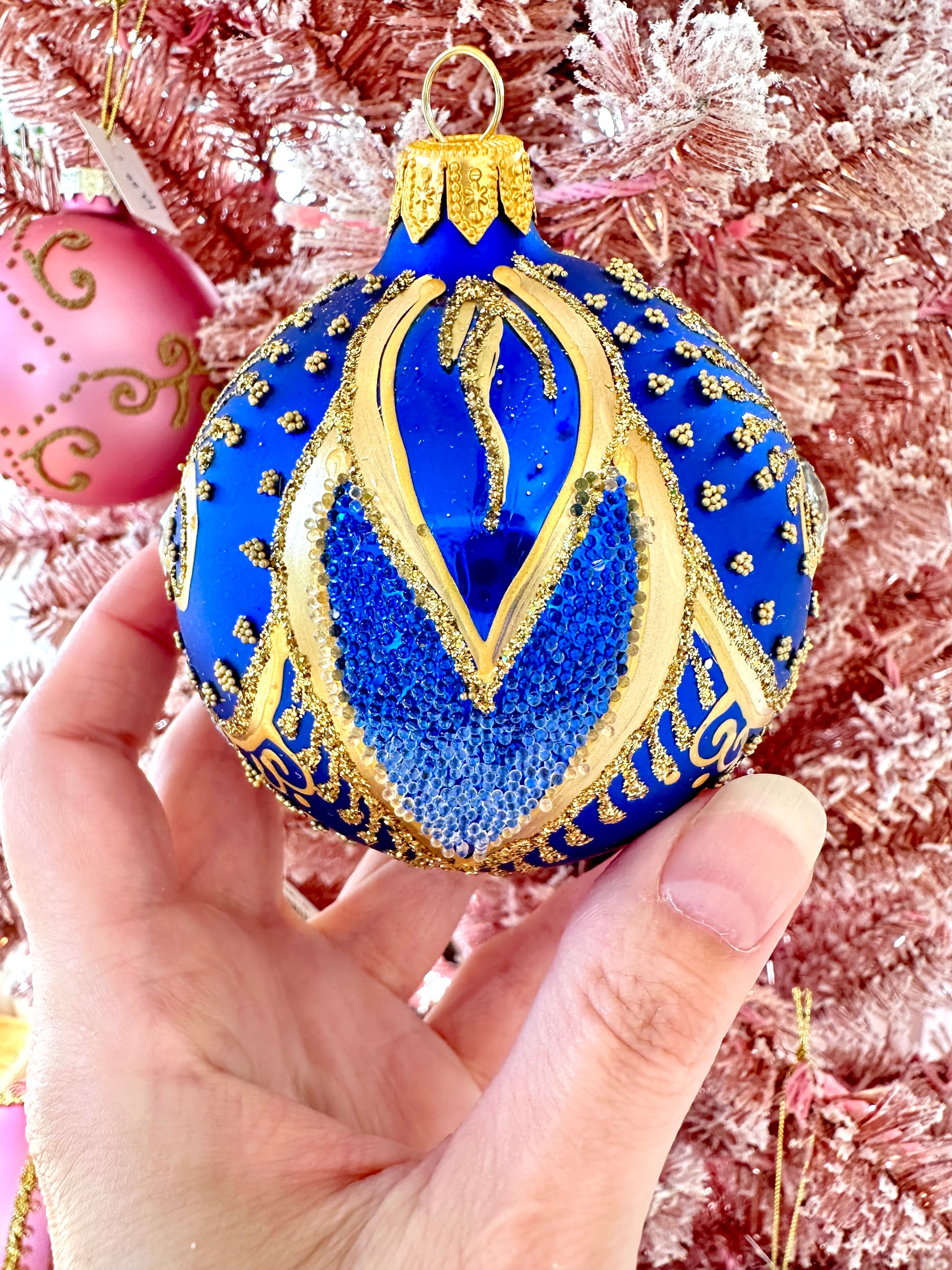 boule de noel vintage bleu