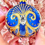 boule de noel vintage bleu