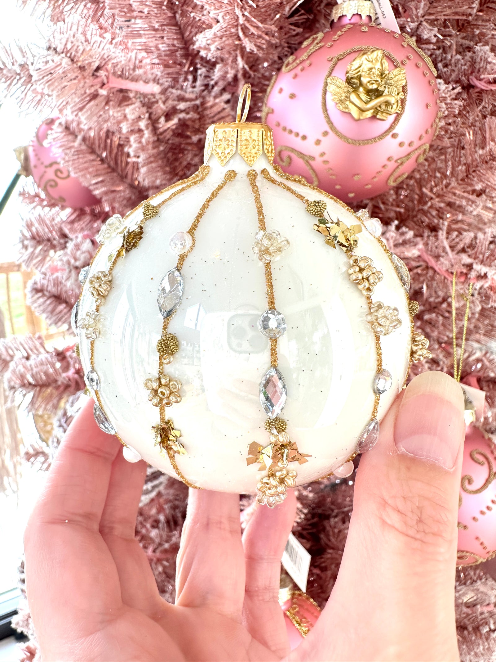 boule de noel vintage blanc