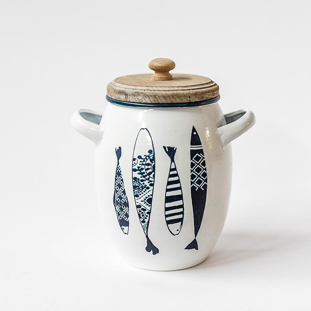 Metal container with wooden lid WEN-037